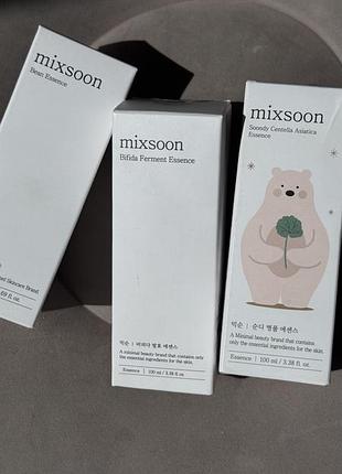 Есенції для шкіри обличчя mixsoon: bean essence/bifida ferment essence/soondy centella asiatica essence, 100 мл