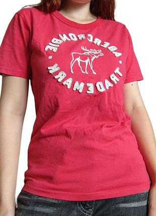Розовая футболка abercrombie &amp; fitch с лоском и нашивкой коралловая футболка разова футболка с вышивкой hollister y2k preppy s xs 36 34