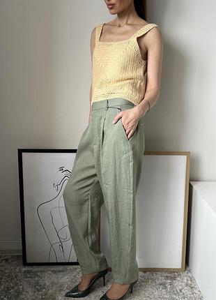 Брюки с защипами zara свободные брюки с высокой посадкой зара зауженные штаны