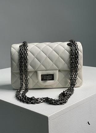 Сумка шанел 1.55 reissue double flap leather bag white/black