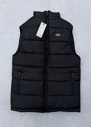 Жилетка чоловіча чорна lacoste! жилетка мужская черная! жилетка безрукавка мужская осенняя! материал плащевка! размеры s-2xl!