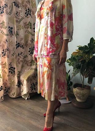 Шовковий комплект 3-ка hauber collection (100% шовк, d 40-42 / m-l) / блуза + топ + спідниця / німеччина