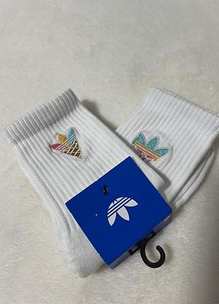 Детские белые носки adidas originals набор 2 пары.