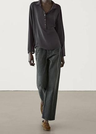 Напівпрозора чорна блуза-сорочка massimo dutti (100% віскоза), розмір s