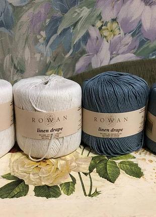 Пряжа rowan linen drape (4 мотки по 50 г + оригінал схеми jane crowfoot)