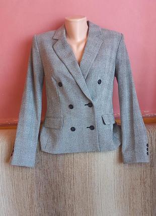 Двубортный пиджак в клетку m&amp;s collection (marks &amp; spencer), размер s / m (uk 10 / eur 38)