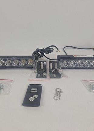 Стробоскоп, мигалка led 36w плоская с линзой, белая / красно-синяя, с дистанционным управлением