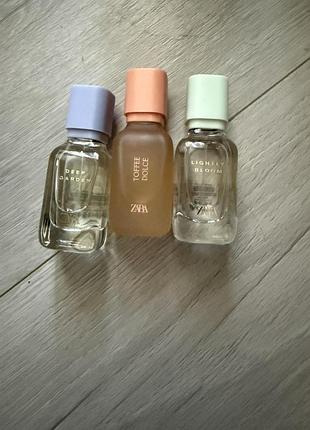 Парфумована вода від zara deep garden + zara toffee dolce+ zara lightly bloom