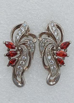 Серьги серебро гранат