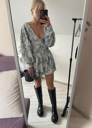 Романтична корсетна мінісукня з пишними рукавами asos design