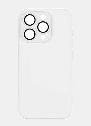 Чехол-накладка стеклянный матовый с защитой камеры matte ag-glass iphone 15 max pearly white
