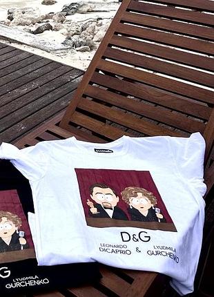 Чоловіча бавовняна футболка з принтом в стилі dolce & gabbana
