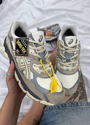 Р.41-46 кросівки asics gel-nyc beige grey gore-tex, термо артикул 0953