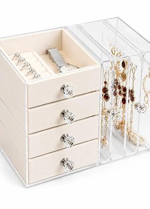 Шкатулка для хранения ювелирных украшений and xl-1831 makeup box • органайзер для колец, сережек, цепочек, косметики и аксессуаров