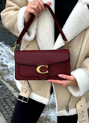 ♥️❤️coach tabby shoulder bag♥️♥️ натуральная кожа брендовая кожаная сумка вишневая красная люкс качество