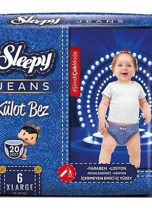 Підгузки-трусики (джинс) large xl №6 (15-25кг) 20шт тм sleepy