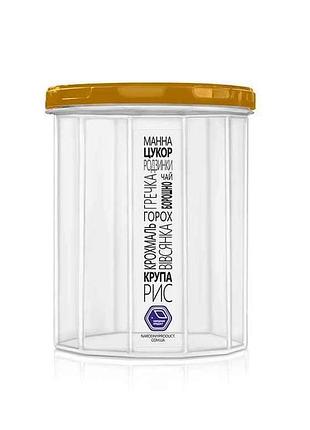 Емкость для сыпучих продуктов 1л (gold крышка) (83g) тм народный продукт