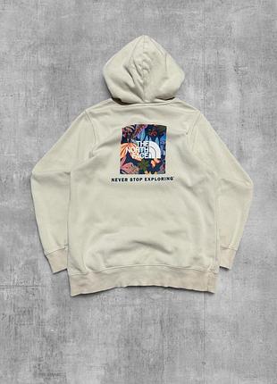 Худі the north face оригінал бежеве кофта з капюшоном тнф чоловіча толстовка з принтом