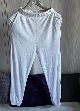 Белые штаны махровые zara, прогулочные, спортивные