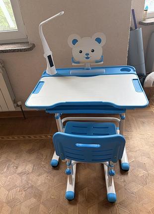 Парта mealux evo-kids + стілець + лампа, стан відмінний