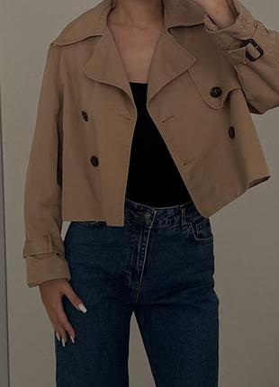 Вкорочений бежевий тренч h&m