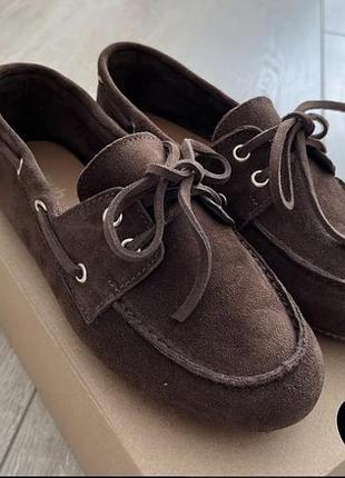 Шкіряні лофери-топсайдери made in italy,🤎