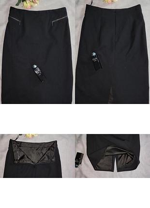 Классическая черная деловая юбка-карандаш от бренда m&s collection в размере uk 10