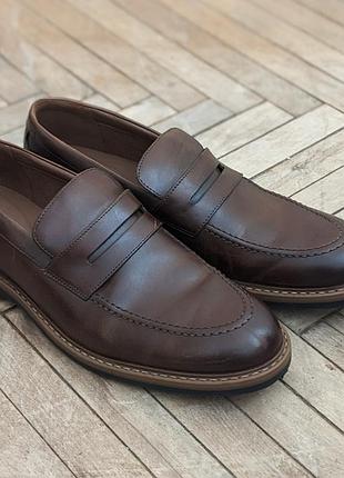 Туфли лоферы clarks, коричневые, 44