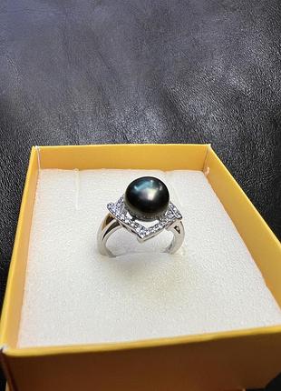 Серебряное кольцо с натуральным пресноводным жемчугом