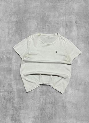 Футболка polo ralph lauren оригінал світла молочна футболка ральф лорен з чорним логотипом