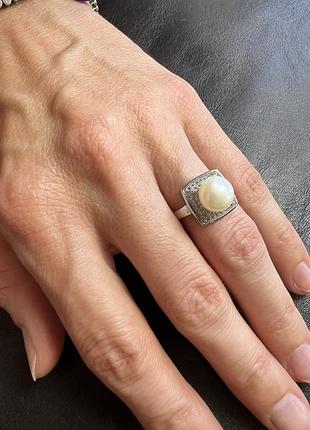 Серебряное кольцо 925 пробы с натуральным жемчугом