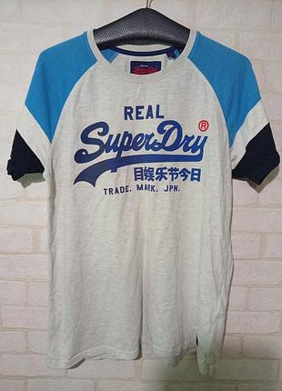 Серая меланжевая футболка superdry vintage logo duo raglan