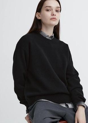 Вовняний светр джемпер вільного крою вовна uniqlo шерстяной свободный свитер 100% шерсть