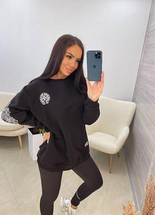 Світшот chrome hearts чорний гарний принт