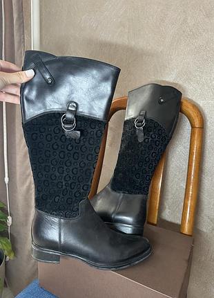 Кожаные сапоги guess осень