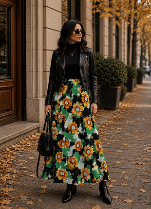 Эффектная пышная юбка макси в цветы shein