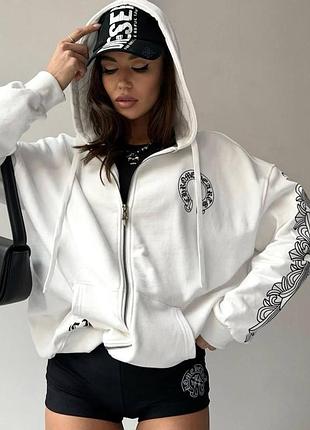 Зіп худі з капюшоном на змійці chrome hearts у двох кольорах