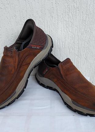 Кожанние спортивние туфли skechers slip-ins extra wide р.42