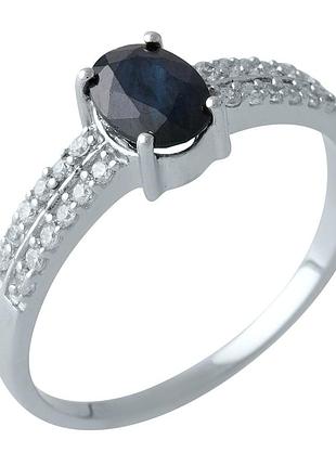 Серебряное кольцо proba с натуральным сапфиром 1.348ct, вес изделия 2,1 гр (0467542) 17 размер