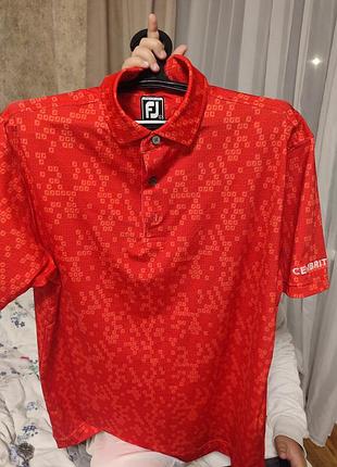 Чоловіче поло footjoy athletic fit червоне з принтом, розмір l