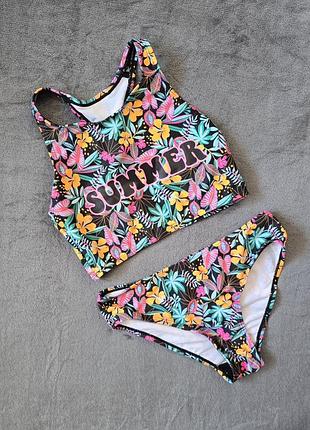 Купальник роздільний дитячий, квітки, primark,  9-10 років.