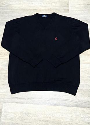 Чоловічий чорний брендовий светр polo ralph lauren, розмір xl, виробництва скош.