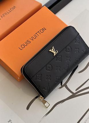 Большой женский кошелек louis vuitton черный стеганный е