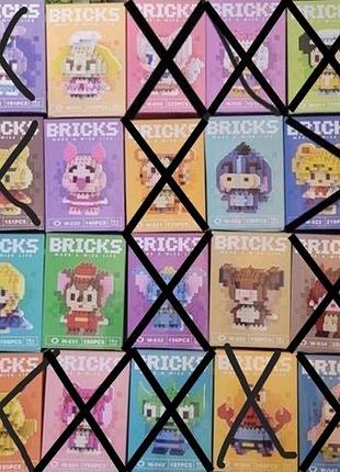 Мелкий блоничный конструктор фигурка пиксели bricks с героями мультиков
