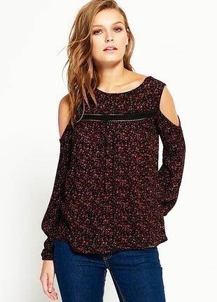 Женская блузка цветочная с открытыми плечами superdry