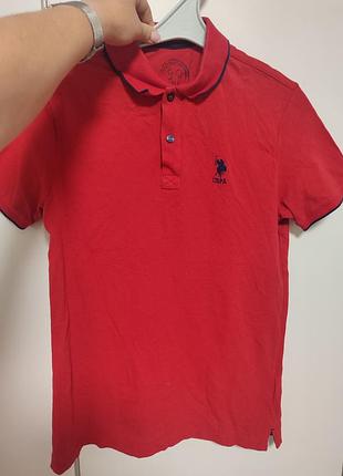 Футболка-поло с коротким рукавом и синим логотипом бренда u.s. polo assn