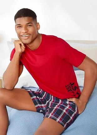 Пижама мужская костюм для дома с шортами livergy m 48-50 в клетку