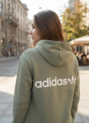 Оригинальное женское худи adidas originals (оливковый цвет)