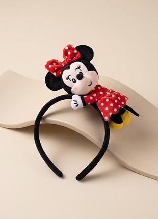Обруч для волосся з м'якою іграшкою мінни маус disney, чорний обідок з міккі. плюшевий обруч для волосся мінні маус (minnie mouse)