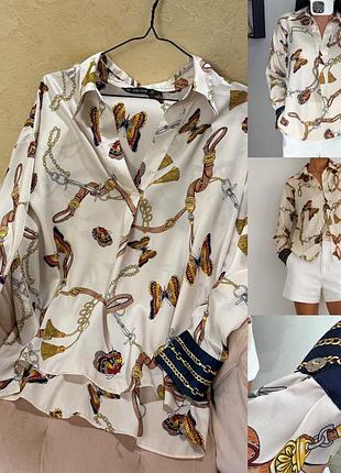 Сатинова блуза zara на розмір хл